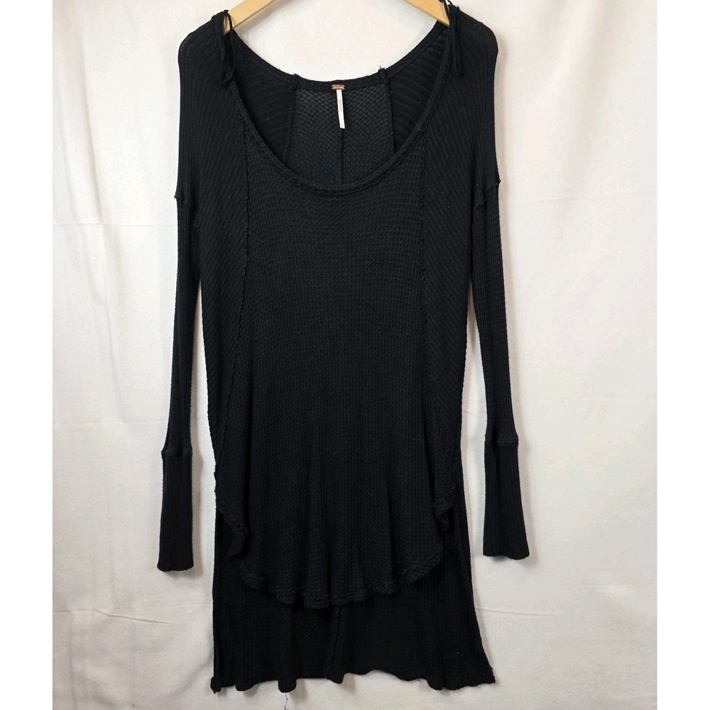 Free People women's shirt Ventura Thermal Waffle Knit Hi black medium